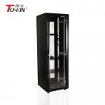 19 Inch 42u Rolling Mobile Server Rack With Toughened Glass Front Door On Wheels