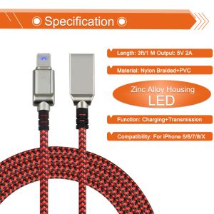 Buy cheap Nylon Braided USB Data Cable With LED Light IPhone 5 6 7  8 X  XR IPad Compatible from wholesalers