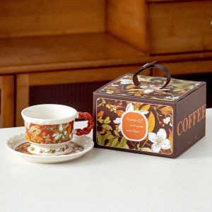 Buy cheap Flower Design Ceramic Mug Cup In Gift Box And Saucer For Teachers Day Christian Gifts from wholesalers