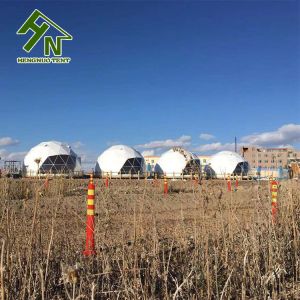 Buy cheap Cold Winter Half Sphere Geodesic Dome Tent With Stove High Snow Load Steel Frame from wholesalers