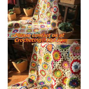 Handmade crochet rug, Acrylic blanket knit carpet, Hand knit blanket, rug,