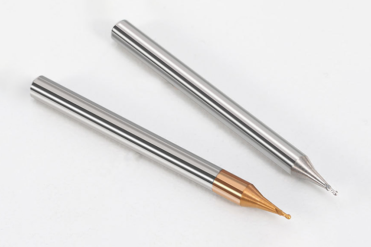 2-Flute Tungsten Carbide Ball End Mill with nACo4 Coating and Micro Diameter for 60° Angles in CNC Milling