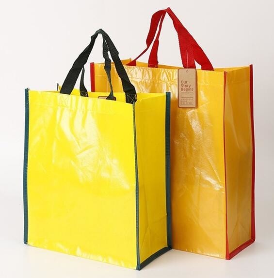 Quality Wholesale high promotion laminated recyclable advertising logo pp printing grocery custom tote shopping non woven bag for sale