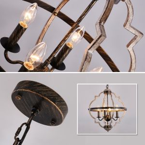 Rustic Farmhouse Metal Chandelier Lighting Distressed Wood Ceiling Light Foyer