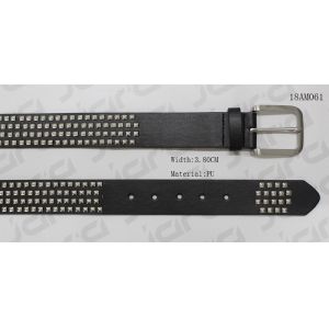 Buy cheap Black PU Male Belts With Pyramids Metal & Nickel Satin Buckle In 38mm Width from wholesalers