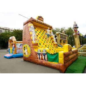 Buy cheap Inflatable Amusement  Park With Golden Rock Climbing Wall , Printed Partern from wholesalers