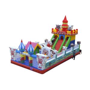 Buy cheap 0.4mm PVC Outdoor Inflatable Amusement Playground Theme Trampoline Park With Slides from wholesalers