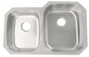 China 16 Gauge Steel Double Bowl Kitchen Sink Fully Insulated With Brushed Satin Finish on sale
