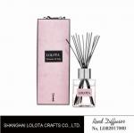 Buy cheap silver cap square bottle reed diffuser with ribbon pink folding box from wholesalers