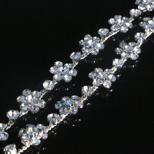 Buy cheap Silver Copper Plated Diamond Rhinestone Necklace Welded Flower Shape from wholesalers