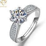 Buy cheap Cubic Zirconia Silver Diamond Engagement Rings Shiny Polish from wholesalers