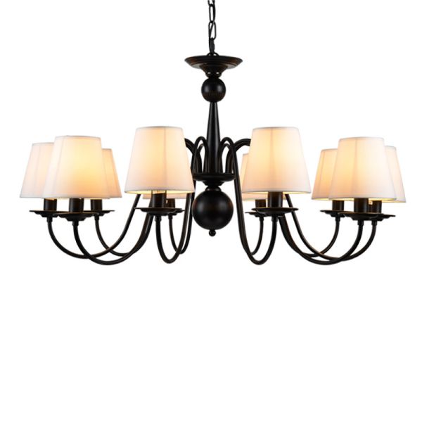 Buy cheap Wrought iron ceiling chandelier lights Black Body Color with lampshade for home lamp (WH-CI-93) from wholesalers