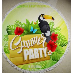 Buy cheap microfiber round beach with tassel, 3D printing , dia150cm , 900g/pc from wholesalers