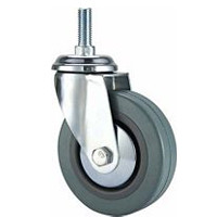 Quality light duty 3" threaded stem grey rubber caster, 2.5 inch, 3 inch grey rubber castor, PVC caster for sale