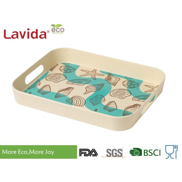 Buy cheap Cheap Non-fragile Durable Eco-friendly Fresh Ocean Sea shell Bamboo fiber Tray 2-PC Set FDA LFGB Pass Melamine Tray Set from wholesalers