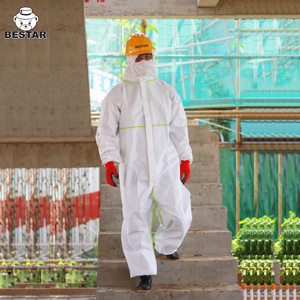 Buy cheap Water Proof Type 456 Microporous film Coverall with green bounded seam for medical use from wholesalers