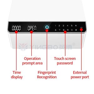 Fingerprint Lock Single Layer Fireproof Jewelry Safe With Auto Open