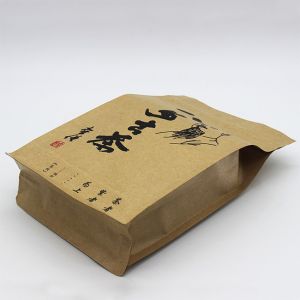 Stand Up Kraft Paper ziplockk Bags Resealable Flat Bottom Coffee Bag