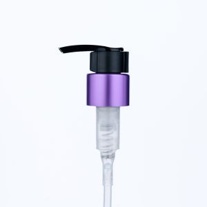 China 24/410 Bright Silver and Black Purple Electroplated Aluminum Plastic Pump Head for Lotion Bottles on sale