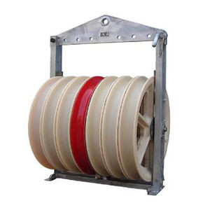 China 50kN Overhead Line Stringing Construction Tool Seven-Wheel Conductor Stringing Pulley Blocks on sale