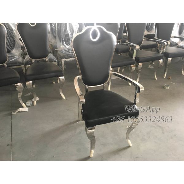 Chrome Stainless Steel Dining Room Chairs Stainless Steel Armchairs With Leather For Wedding, Event and Party (YS-2-1)