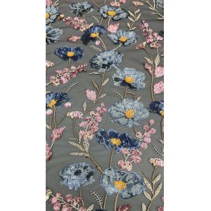 Sequin Embroideded Lace Fabric Elegant Mesh Customized New Collection Fabric