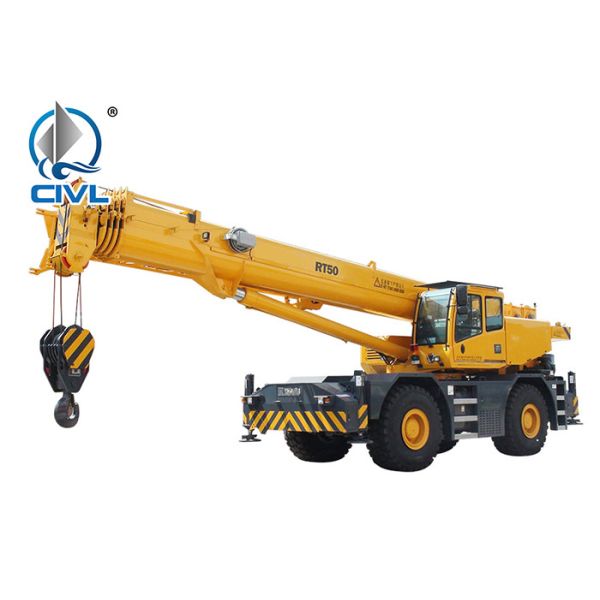Quality Longest Boom 45m XCMG RT50 50 Ton 4x4 All Wheel Drive Heavy Rough Terrain Tractor Crane For Europe for sale
