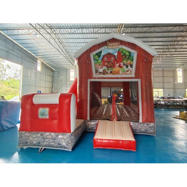 Commercial PVC Tarpaulin Fireproof Baffle Inflatable Bounce House With Slide