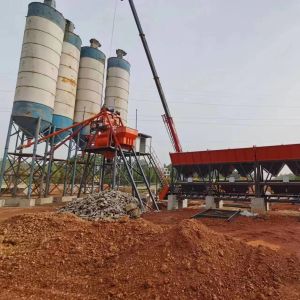 HZS35-75 Concrete Mixing Plant With Screw Conveyor / Cement Silos / Lifting