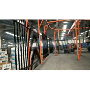 Buy cheap 2.1m*2.4m Pressed spear top security Steel fencing with Punched Tube Rails 45mmx45mm x 1.80mm black powder steel fence from wholesalers