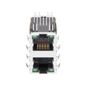 LPJ17641AFNL 10/100 Base-T 2X1 Port Jack RJ45 Magnetics Connector Tab Up Green