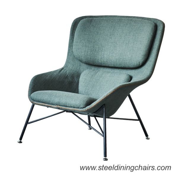 Flax Upholstered 88CM 90CM Leather And Iron Dining Chairs