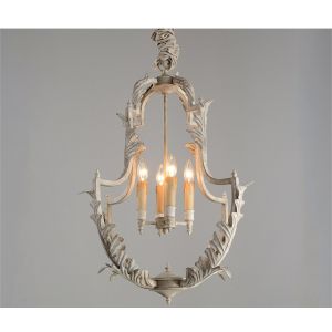 White rustic wrought iron chandelier (WH-CI-48)
