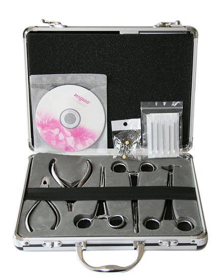 Quality 5 pcs Basic Piercing Forceps Kit+aluminium alloy box for sale