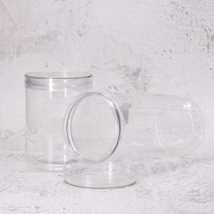 Buy cheap Transparent Pet Plastic Round Jars With Aluminum Alloy Sealed Cap Custom 500ml Plastic Jars of Peanuts or Grains from wholesalers
