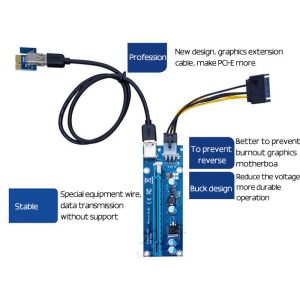 Buy cheap PCI-E VER006S PCI-E 1x to 16x Riser Card Adapter With USB Extender Express Adapter USB 3.0 ST 6Pin Power Supply Cable from wholesalers