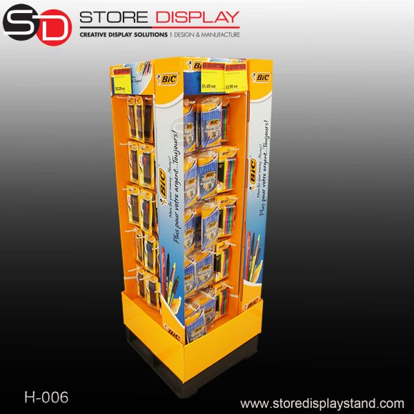 Buy cheap customized stationery peg hooks cardboard display stand with 4 sides from wholesalers