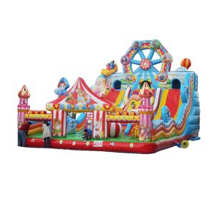 Buy cheap 0.4mm PVC Outdoor Inflatable Amusement Playground Theme Trampoline Park With Slides from wholesalers