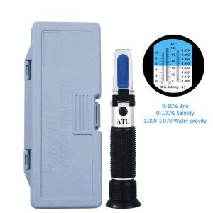 Portable Refractometer 0-10%Brix Digital Test Meter 0-100%Salinity Automatic