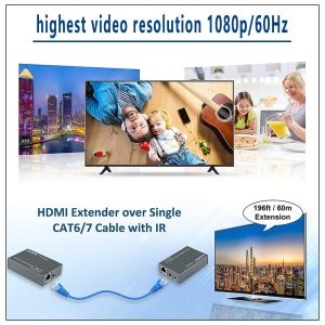 Buy cheap 60m 1080P Ca5e/6/7 HDMI Over Ethernet Adapter With IR HDMI Loop Out Option from wholesalers