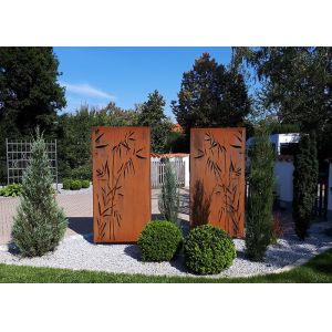 Buy cheap Bamboo Patterns Metal Garden Ornaments Laser Cut Corten Steel Panels Outdoor Decorative from wholesalers
