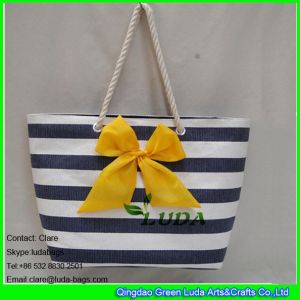 Buy cheap LUDA yellow front bowknot striped promotion cheap paper straw bag from wholesalers
