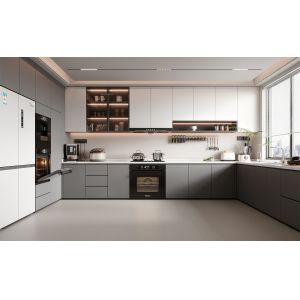 Buy cheap Customized Melamine Lacquer Furniture With Quartz Countertop Kitchen Cabinet from wholesalers