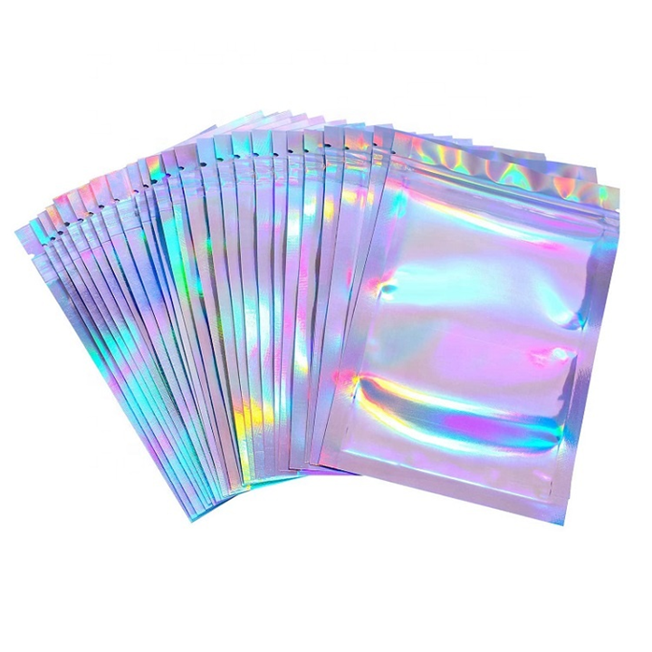 Leak Proof Holographic ziplockk Pouches PET Resealable Zipper Bags