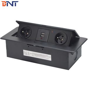 Buy cheap 10A Rated Current Black  Oval Corner Desktop Pop Up Hidden Outlet With USB Charger Jack from wholesalers