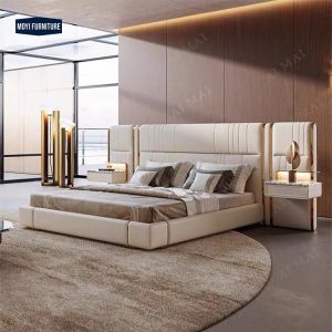 Buy cheap Soft Bed Luxury Modern Bedroom Set Single King Upholstered Leather Storage Swivel Wooden Frame Home Furniture from wholesalers
