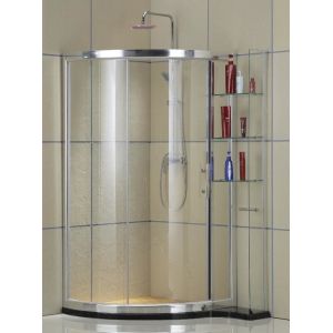 Buy cheap Clear Tempered Glass D Shaped Shower Stall Bright Silver Aluminum Alloy With Shelf Outside from wholesalers