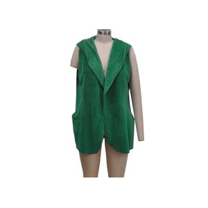 Buy cheap Stylish Green Ladies Tank Tops Hooded Open Front Sleeveless Cardigan Vest from wholesalers