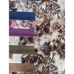 Shrink Resistant Customized Digital Flower Print Fabric Patterned Velvet