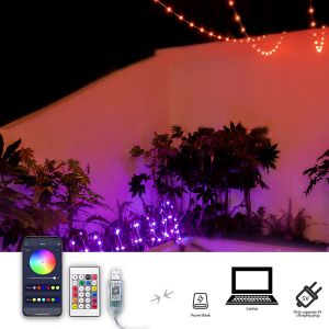 5m 10m App Control USB LED Leather Thread Lights String For Garden Tree Street